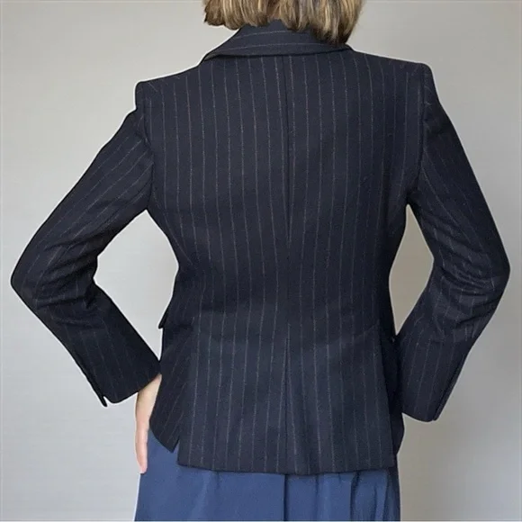 Veronica Beard Tyra Dickey Navy Pinstripe Blazer Jacket Preppy Academia Size 2 - Picture 4 of 15